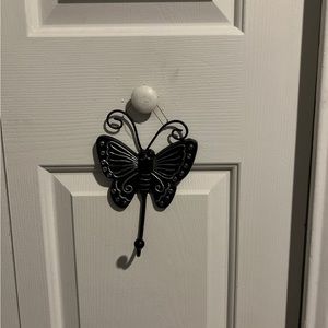 Butterfly hook, jewelry hook, key hook, hat/coat hook, black metal butterfly hoo